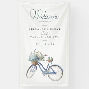Lona Banner de Boda de acuarela para bicicleta bohemia
