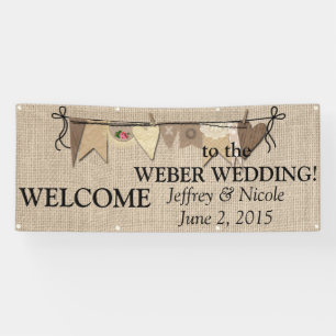 Lona Banner de Boda de Burlap, un país ruso