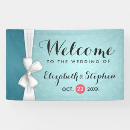 Lona Banner de Boda de cinta blanca turquesa de Moda mo