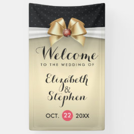 Lona Banner de Boda de diamantes rojos de cinta blanca 