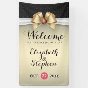 Lona Banner de Boda de diamantes rojos de cinta blanca 