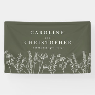 Lona Banner de Boda de flores silvestres Naranja quemad