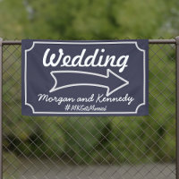 Banner de Boda derecho de flecha de dirección azul