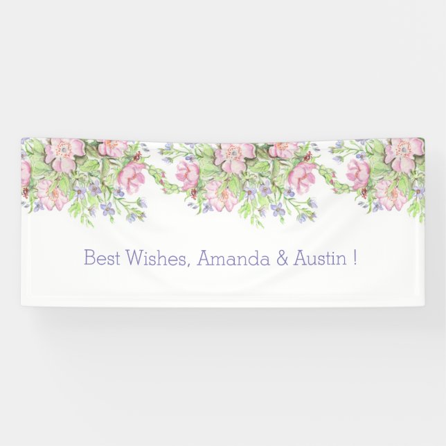 Lona Banner de Boda floral (Horizontal)