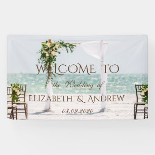 Lona Banner de Boda floral de Beach Wedbor