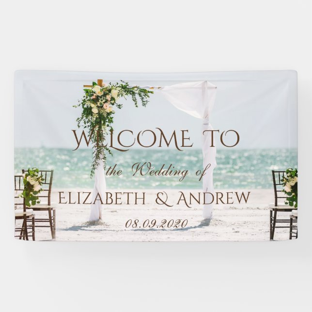 Lona Banner de Boda floral de Beach Wedbor (Horizontal)