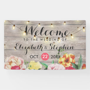 Lona Banner de Boda floral de maderas rusas