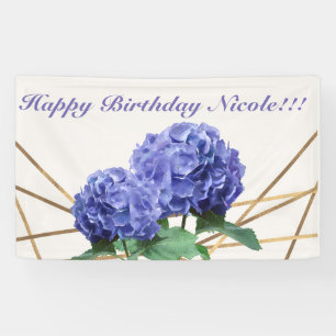 Lona Banner de Boda floral elegante de Hydrangea y oro