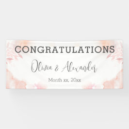 Lona Banner de Boda floral Rubor de color de agua suave