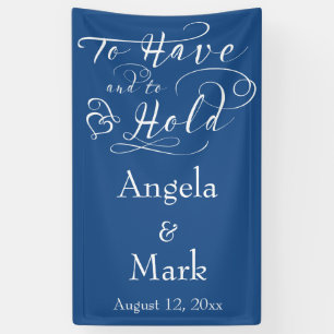 Lona Banner de Boda personalizado Royal Blue White