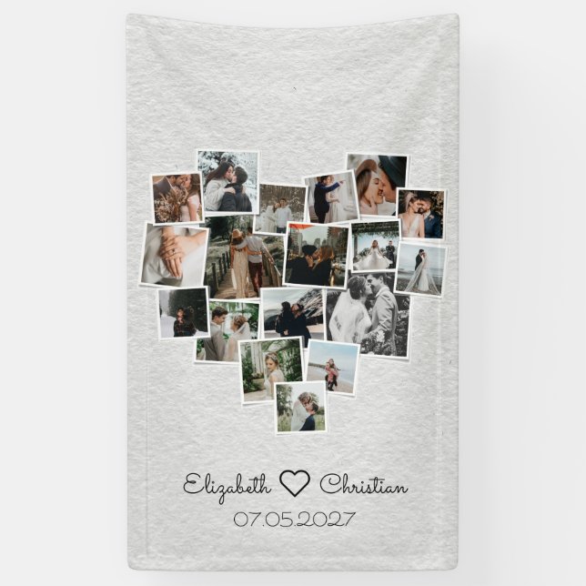 Lona Banner de Boda romántico con forma de Collage de f (Vertical)