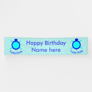 Lona Banner de Bright Blue Turtle Dude