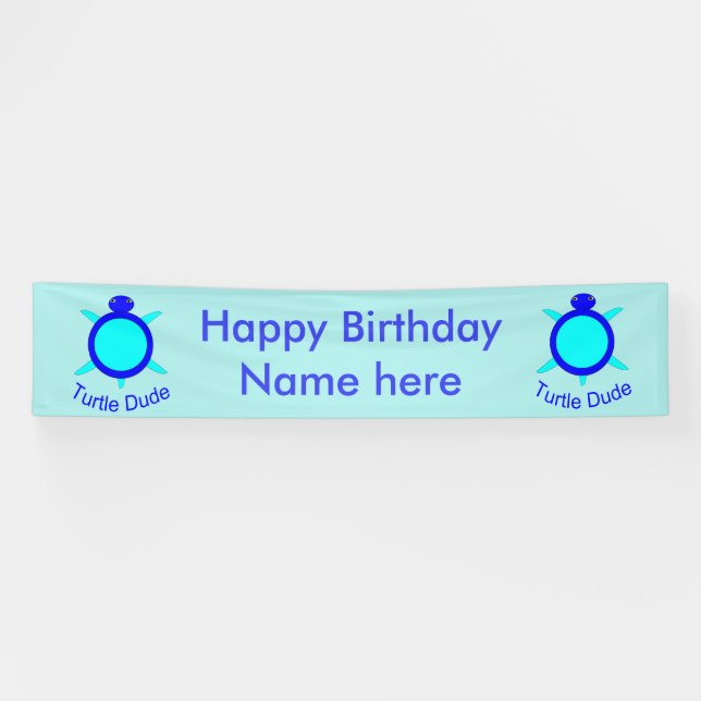 Lona Banner de Bright Blue Turtle Dude (Horizontal)