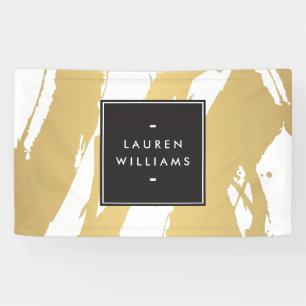 Lona Banner de brochas de oro elegantes y abstractas