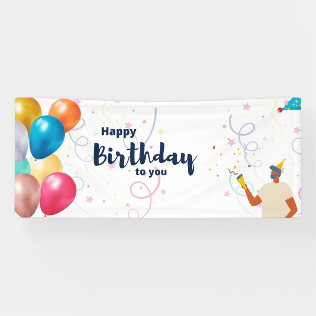 Lona Banner de celebración de cumpleaños feliz (Horizontal)