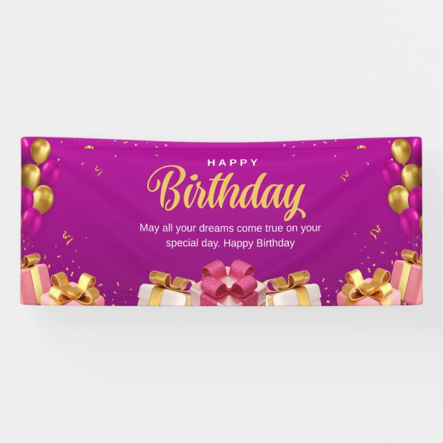 Lona Banner de celebración de cumpleaños feliz (Horizontal)