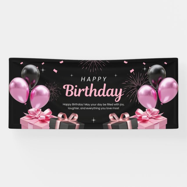 Lona Banner de celebración de cumpleaños feliz (Horizontal)