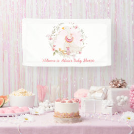 Lona Banner de Chica de Baby Shower de Silly Goose