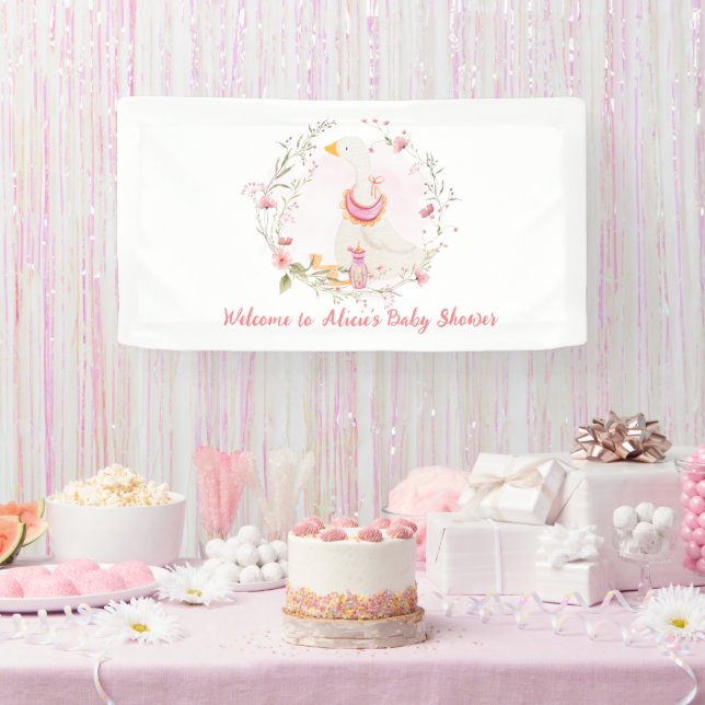 Lona Banner de Chica de Baby Shower de Silly Goose (Fiesta)