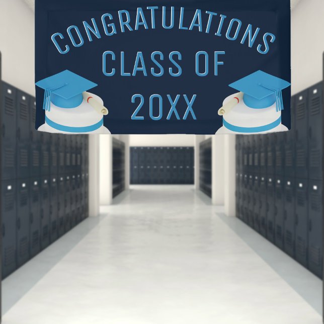 Lona Banner de clase de graduación de felicitaciones az (Congratulate the graduates with this graduation banner. Just add the year)