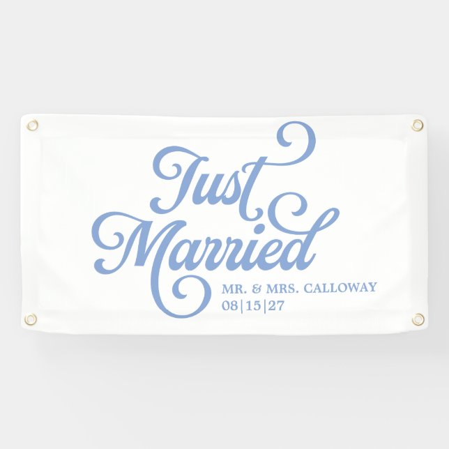 Lona Banner de coche de Curly Just Married (Horizontal)