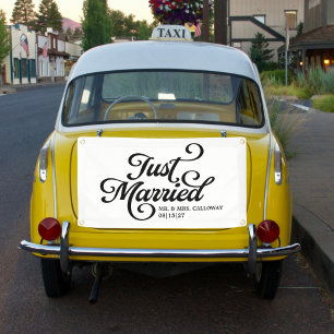 Lona Banner de coche de Curly Just Married