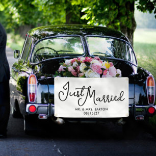Lona Banner de coche de Curly Just Married
