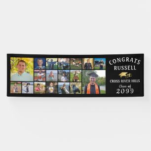 Lona Banner de Collage de fotos GRAD 18 CONGRATS Modern