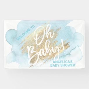 Lona Banner de color azul dorado de Baby Shower