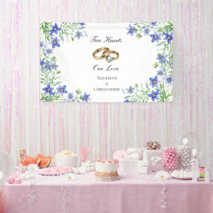 Lona Banner de compromiso de flores silvestres azules p