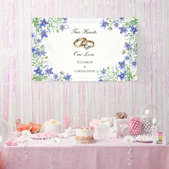 Lona Banner de compromiso de flores silvestres azules p (Fiesta)