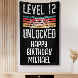 Lona Banner de cumpleaños 12 desbloqueado de nivel 12