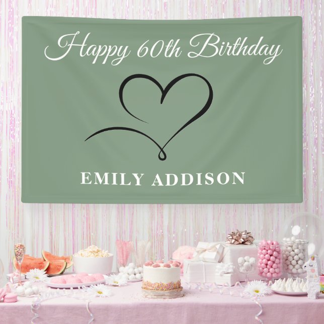 Lona Banner de Cumpleaños 60 con Opción de Texto Person (Fiesta)
