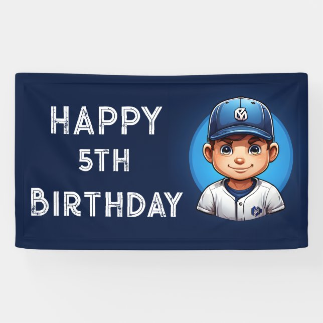 Lona banner de cumpleaños de béisbol (Horizontal)