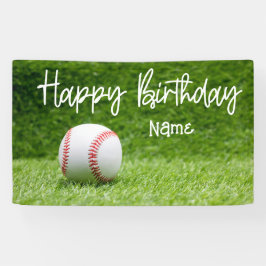 Lona Banner de cumpleaños de béisbol con bola