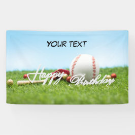 Lona Banner de cumpleaños de béisbol con tu texto
