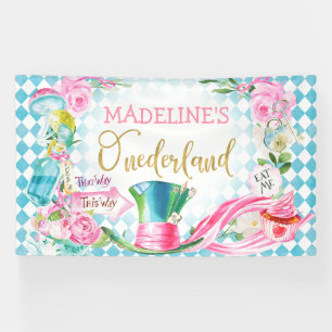 Lona Banner de cumpleaños de Blue Diamond 6x10 Alice On