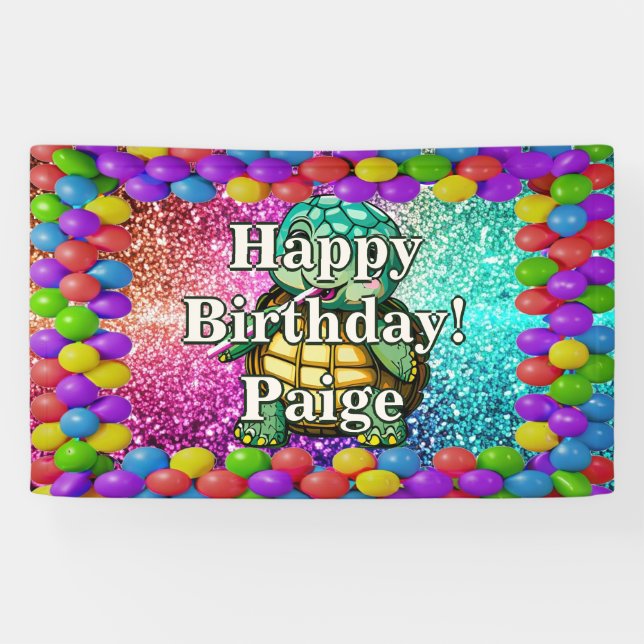 Lona Banner de cumpleaños de carácter personalizado de  (Horizontal)
