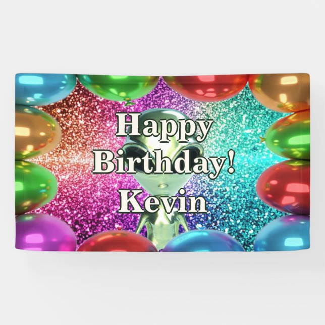 Lona Banner de cumpleaños de carácter personalizado de  (Horizontal)