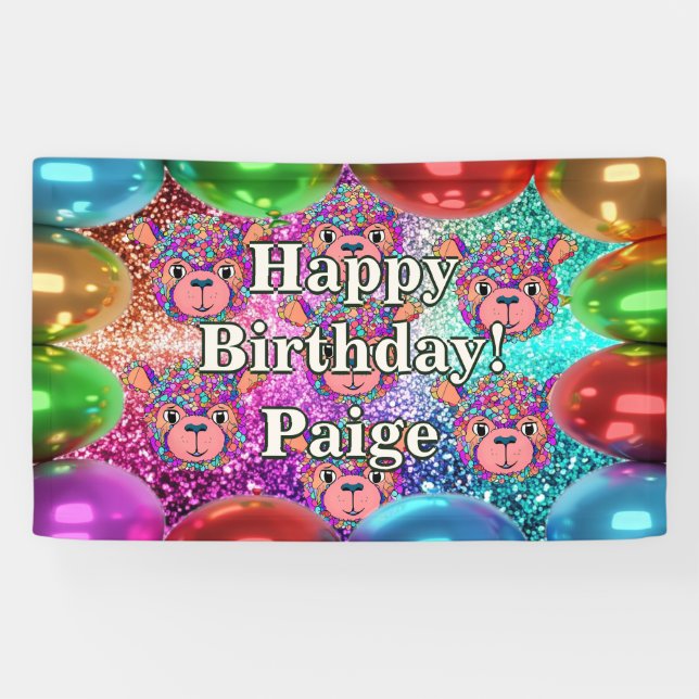Lona Banner de cumpleaños de carácter personalizado de  (Horizontal)