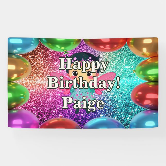 Lona Banner de cumpleaños de carácter personalizado de  (Horizontal)