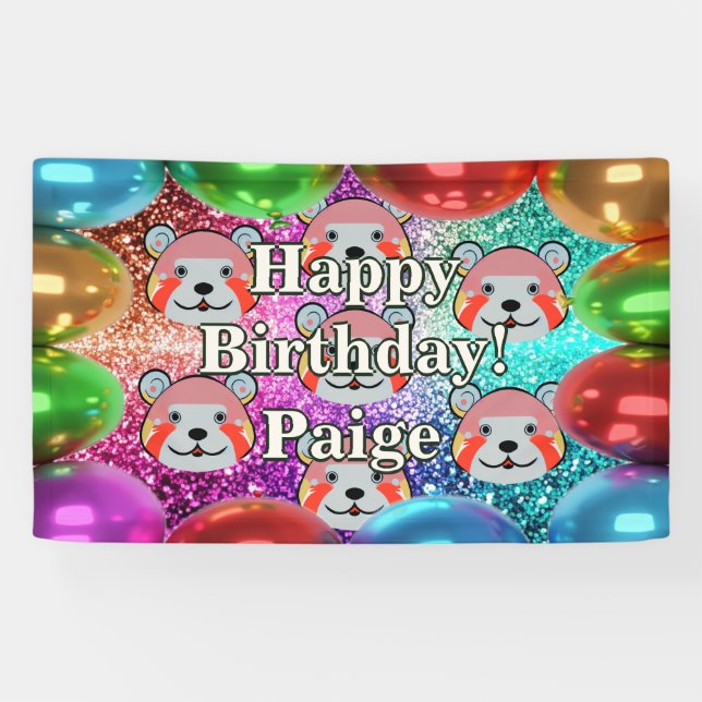 Lona Banner de cumpleaños de carácter personalizado de  (Horizontal)