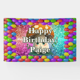 Lona Banner de cumpleaños de carácter personalizado par