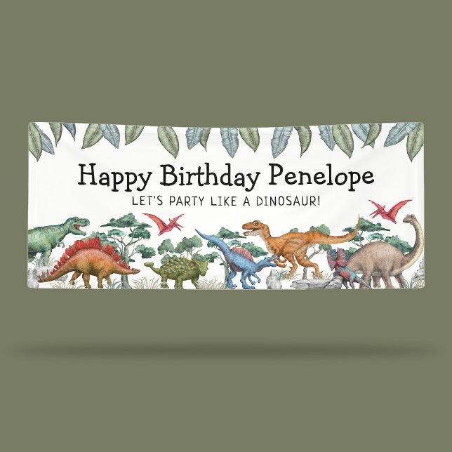 Lona Banner de cumpleaños de dinosaurios jurásicos (Subido por el creador)