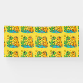 Lona Banner de cumpleaños de dinosaurios ruidosos 🦖