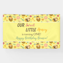 Banner de cumpleaños de dulce dulce miel de abeja