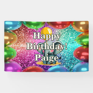 Lona Banner de cumpleaños de Elephant Personalized