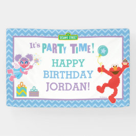 Lona Banner de cumpleaños de Elmo y Abby