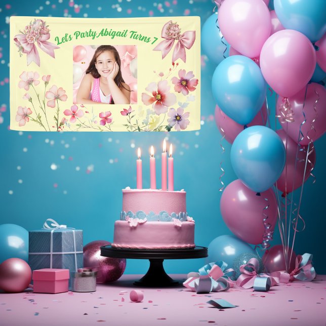 Lona Banner de cumpleaños de la foto de flor rosa delta (Subido por el creador)
