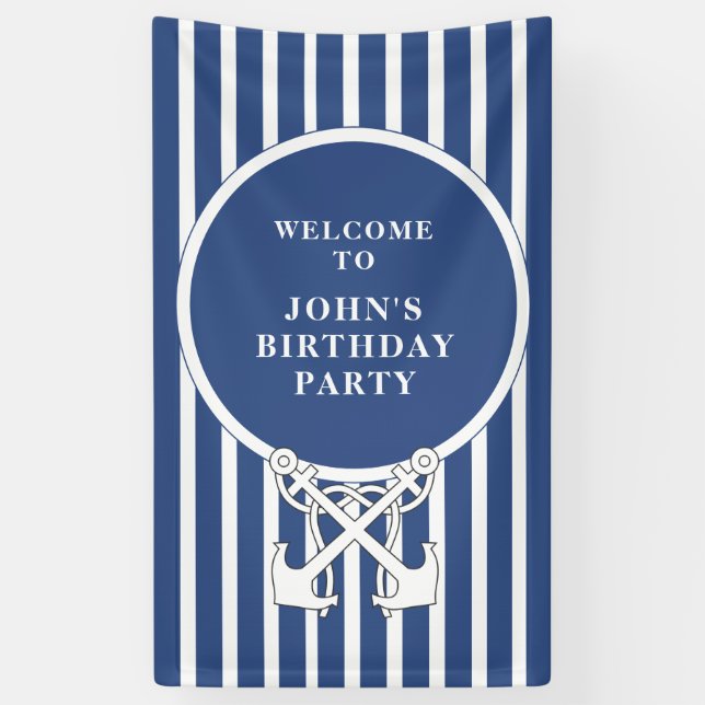 Lona Banner de cumpleaños de la Marina de Guerra Náutic (Vertical)